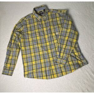 Chaps Mens Easy Care Yellow Plaid Shirt, Size XXL